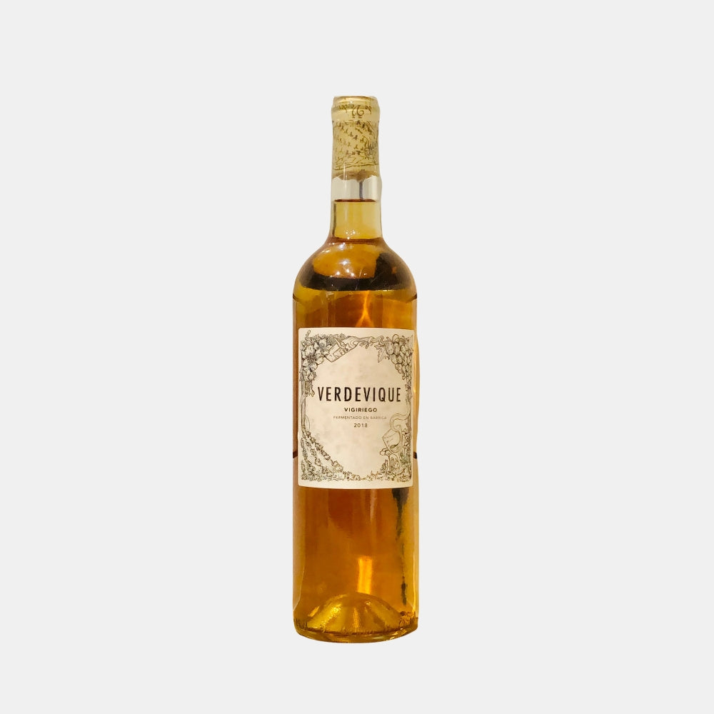 A bottle of White, natural and low intervention wine with Vigiriego grape from Granada, Spain. ABV 13.5%. Bottle Size 750ml