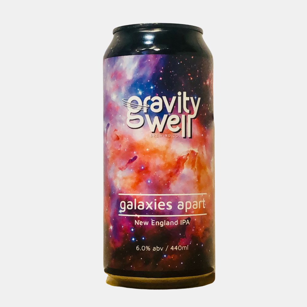A can of New England IPA by Gravity Well_Brewery, called Galaxies Apart